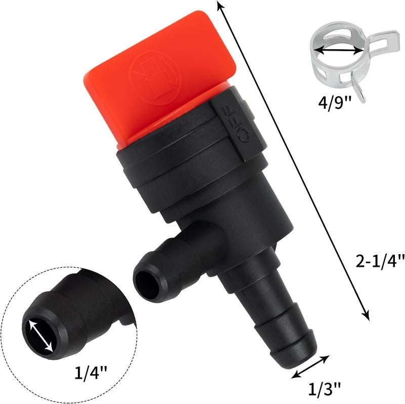 CLSR2U 1/4" Inline Fuel Shut Off Valve and 90 Degree Cut Off Valve, Straight Gas Valve with Clamps, Compatible with BS 494768, 493960, 698183, 697947, 698181, 5019H, 5019K, 10 Pack - Image 3